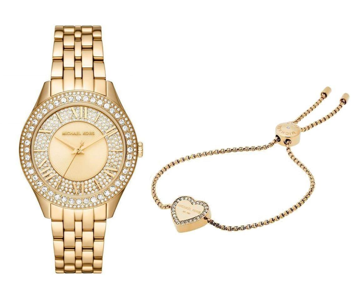  Shop Authentic Michael Kors Harlowe Three-Hand Quartz Gold Dial Gold Steel Strap Watch For Women - MK4709 - Luxxuri