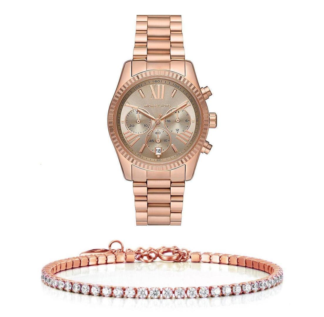  Shop Authentic Michael Kors Lexington Chronograph Grey Dial Rose Gold Steel Strap Watch For Women - MK7217 - Luxxuri
