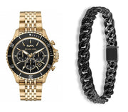  Shop Authentic Michael Kors Bayville Chronograph Black Dial Gold Steel Strap Watch For Men - MK8726 - Luxxuri