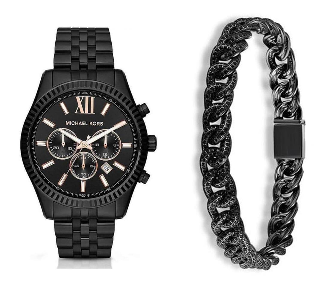  Shop Authentic Michael Kors Lexington Chronograph Black Dial Black Steel Strap Watch For Men - MK8467 - Luxxuri