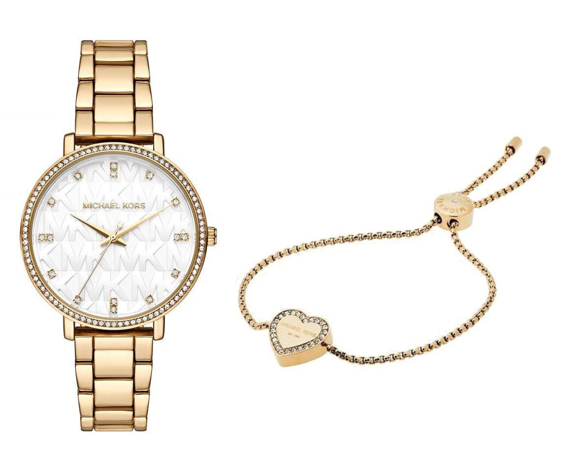  Shop Authentic Michael Kors Pyper Three Hand White Dial Gold Steel Strap Watch For Women - MK4666 - Luxxuri