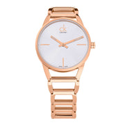  Shop Authentic Calvin Klein Stately White Dial Rose Gold Steel Strap Watch for Women - K3G23626 - Luxxuri