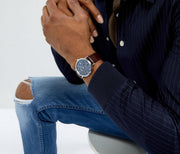  Shop Authentic Hugo Boss Corporal Blue Dial Brown Leather Strap Watch for Men - 151363 - Luxxuri