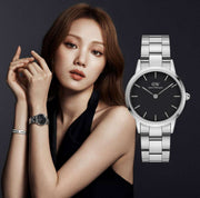  Shop Authentic Daniel Wellington Iconic Link Black Dial Silver Steel Strap Watch For Women - DW00100206 - Luxxuri