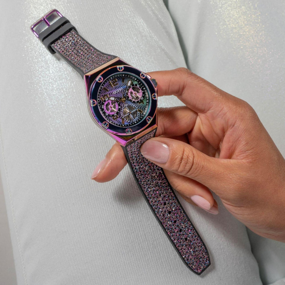  Shop Authentic Guess Multifunction Analog Purple Dial Black Rubber Strap Watch For Women - GW0620L4 - Luxxuri