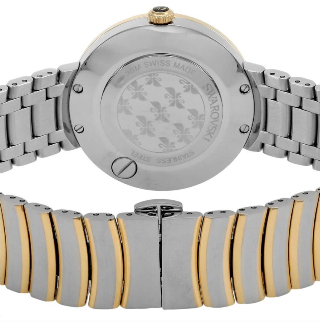  Shop Authentic Swarovski Lovely Crystals Mother of Pearl Dial Two Tone Steel Strap Watch for Women - 1187022 - Luxxuri