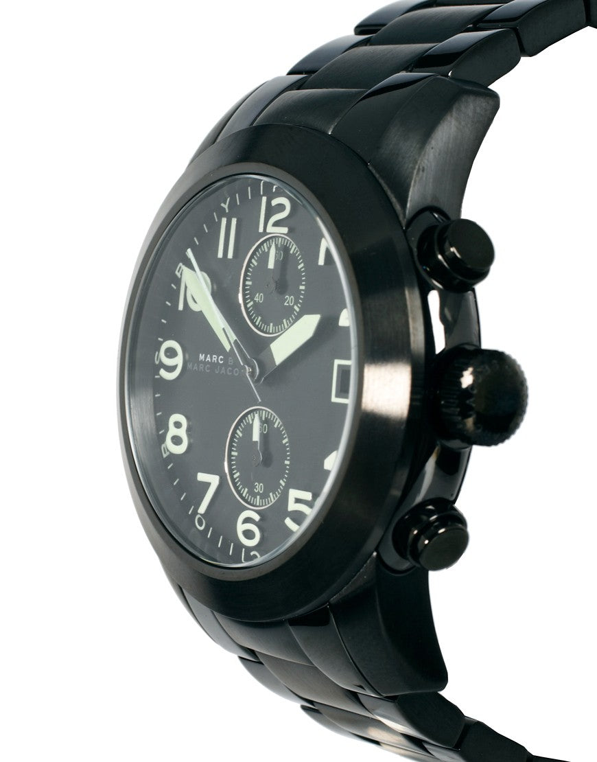  Shop Authentic Marc Jacobs Larry Chronograph Black Dial Black Steel Strap Watch for Men - MBM5032 - Luxxuri