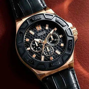  Shop Authentic Guess Force Analog Black Dial Black Leather Strap Watch For Men - W0674G6 - Luxxuri