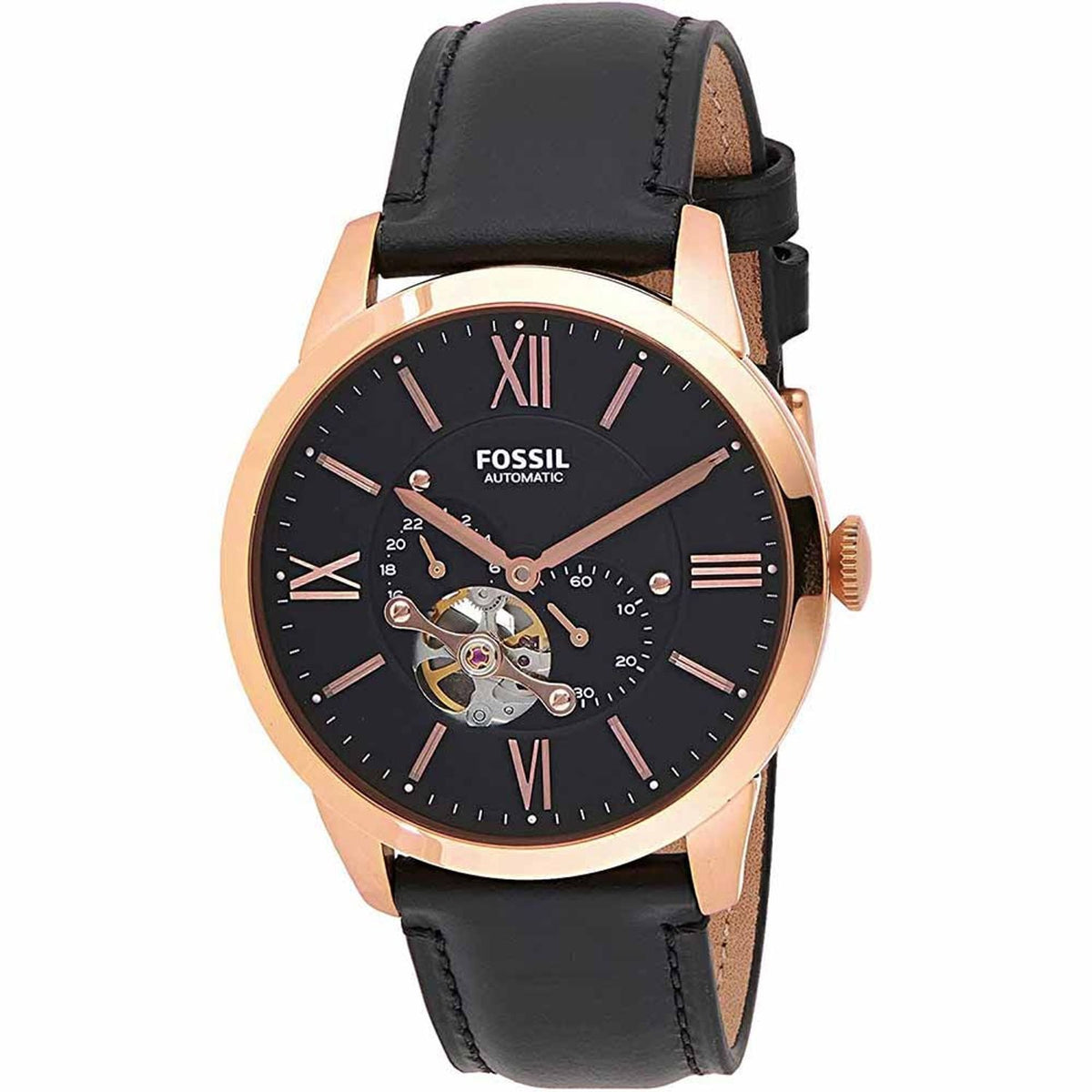  Shop Authentic Fossil Townsman Automatic Black Dial Black Leather Strap Watch for Men - ME3170 - Luxxuri