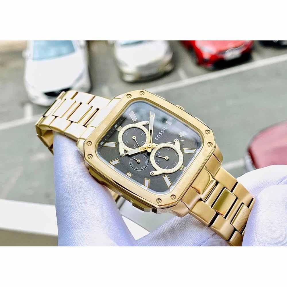  Shop Authentic Fossil Inscription Multifunction Black Dial Gold Steel Strap Watch for Men - BQ2656 - Luxxuri