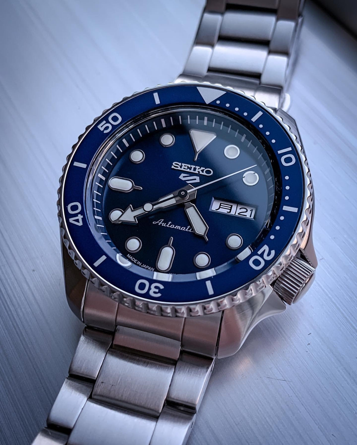  Shop Authentic Seiko 5 Sports Automatic Analog Blue Dial Silver Steel Strap Watch For Men - SRPD51K1 - Luxxuri