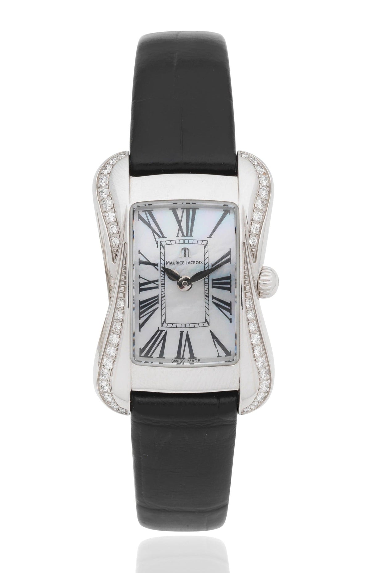  Shop Authentic Maurice Lacroix Divina White Mother of Pearl Dial Black Leather Strap Watch for for Women - DV5011-SD531-120 - Luxxuri