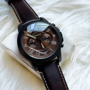  Shop Authentic Fossil Grant Chronograph Brown Dial Brown Leather Strap Watch for Men - FS5088 - Luxxuri