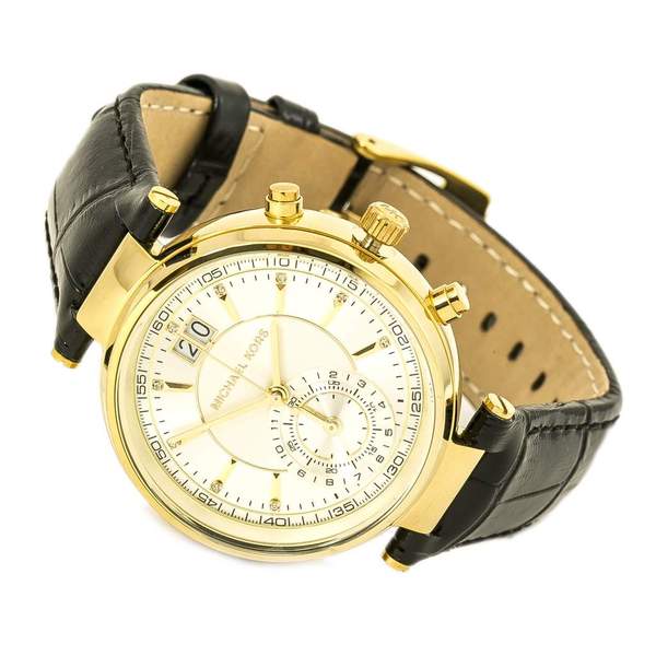  Shop Authentic Michael Kors Sawyer Champagne Dial Black Leather Strap Watch for Women - MK2433 - Luxxuri