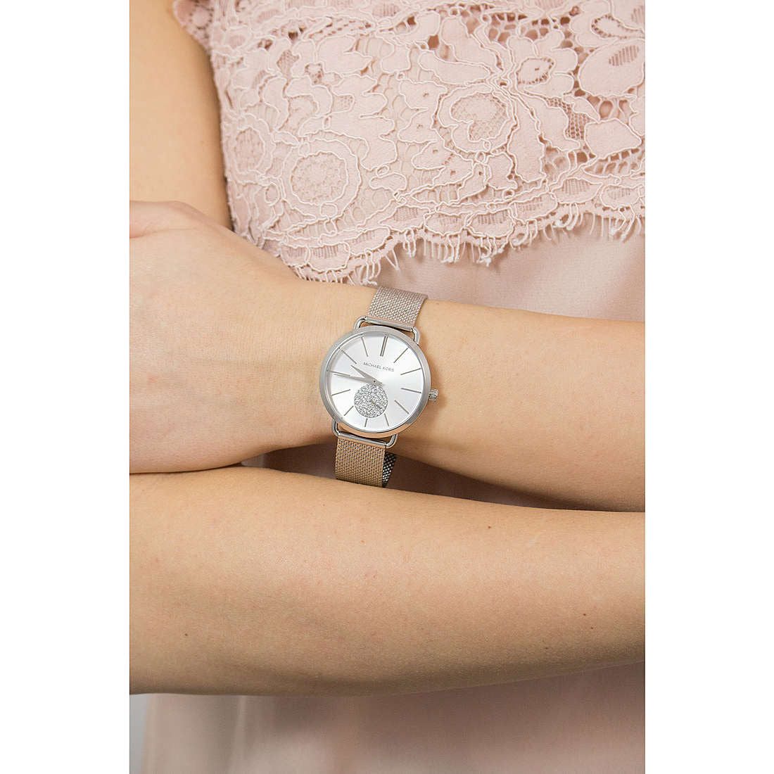  Shop Authentic Michael Kors Portia Silver Dial Silver Mesh Bracelet Watch for Women - MK3843 - Luxxuri