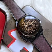  Shop Authentic Fossil Everett Automatic Analog Black Dial Brown Leather Strap Watch for Men - ME3207 - Luxxuri