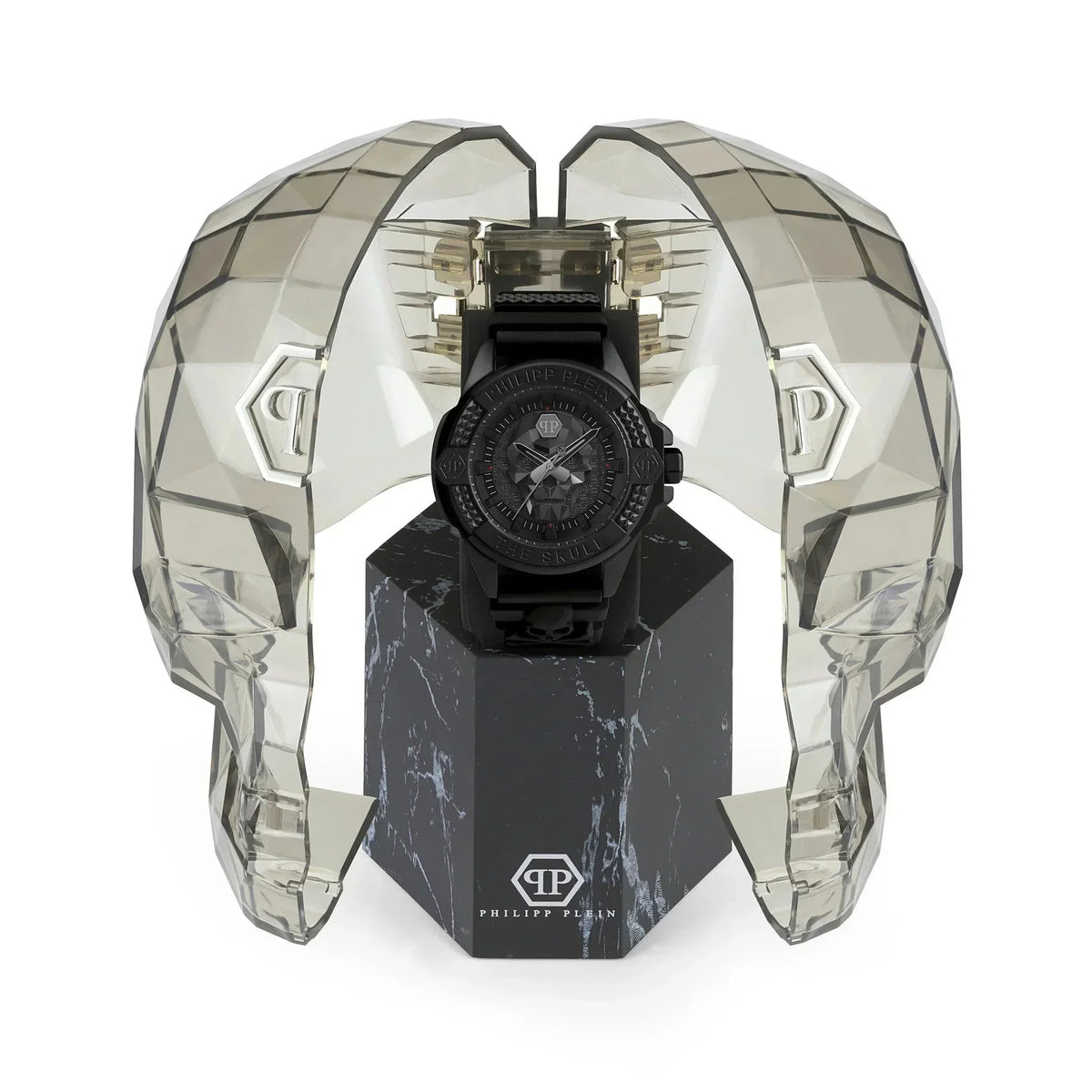 Philipp Plein The Skull Black Dial Black Silicone Strap Watch for Men - PWAAA0721