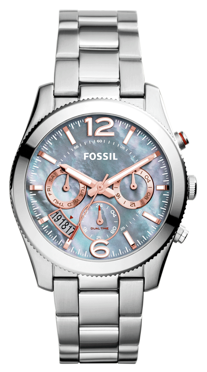  Shop Authentic Fossil Perfect Boyfriend Mother of Pearl Blue Dial Silver Steel Strap Watch for Women - ES3880 - Luxxuri