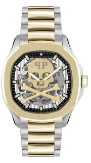 Philipp Plein High-Conic Automatic Gold Dial Silver & Gold Stainless Steel Strap Watch For Men - PWRAA0323