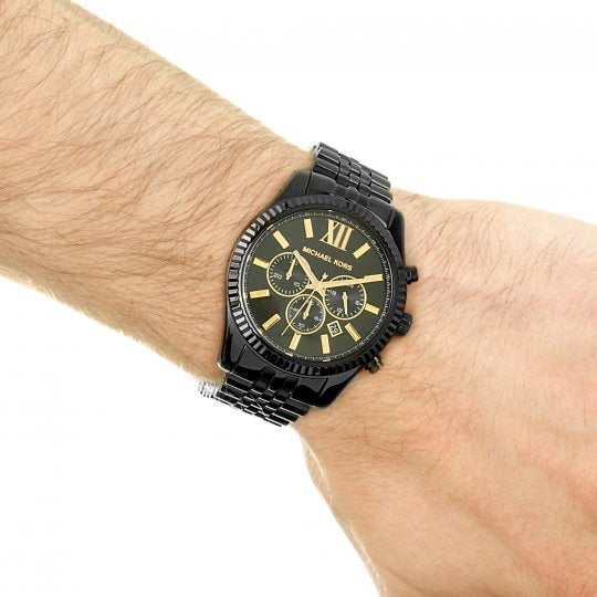  Shop Authentic Michael Kors Lexington Chronograph Black Dial Black Steel Strap Watch for Men - MK8603 - Luxxuri