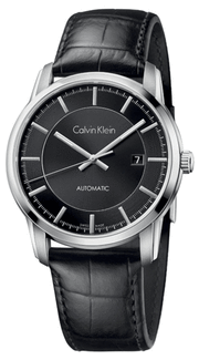  Shop Authentic Calvin Klein Infinity Automatic Black Dial Black Leather Strap Watch for Men - K5S341C1 - Luxxuri