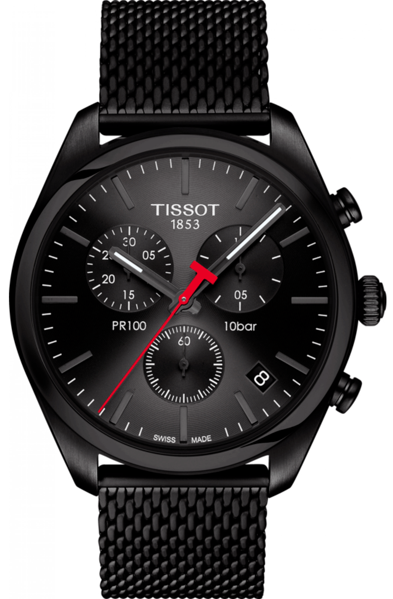  Shop Authentic Tissot T Classic PR 100 Chronograph Black Dial Black Mesh Bracelet Watch For Men - T101.417.33.051.00 - Luxxuri
