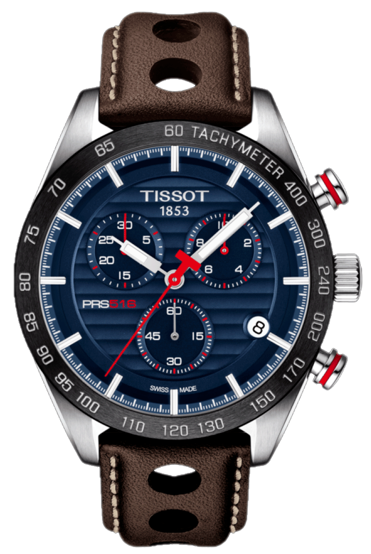  Shop Authentic Tissot PRS 516 Chronograph Blue Dial Brown Leather Strap Watch For Men - T100.417.16.041.00 - Luxxuri
