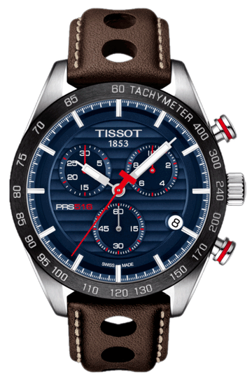  Shop Authentic Tissot PRS 516 Chronograph Blue Dial Brown Leather Strap Watch For Men - T100.417.16.041.00 - Luxxuri