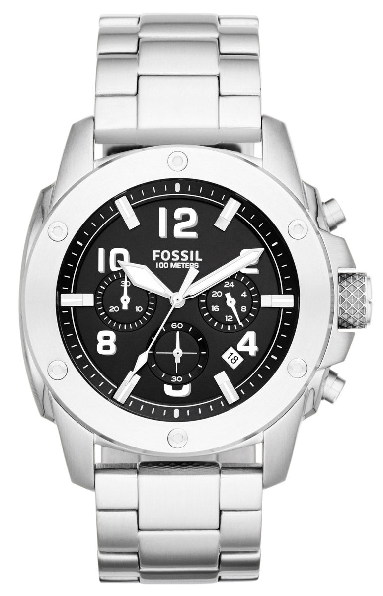  Shop Authentic Fossil Modern Machine Black Dial Silver Steel Strap Watch for Men - FS4926 - Luxxuri