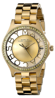  Shop Authentic Marc Jacobs Henry Transparent Gold Dial Gold Steel Strap Watch for Women - MBM3338 - Luxxuri