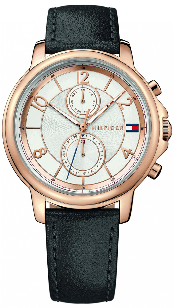  Shop Authentic Tommy Hilfiger Claudia White Dial Black Leather Strap Watch for Women - 1781817 - Luxxuri