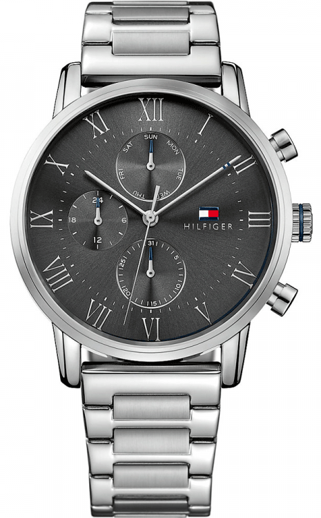  Shop Authentic Tommy Hilfiger Kane Chronograph Grey Dial Silver Steel Strap Watch for Men - 1791397 - Luxxuri