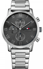  Shop Authentic Tommy Hilfiger Kane Chronograph Grey Dial Silver Steel Strap Watch for Men - 1791397 - Luxxuri