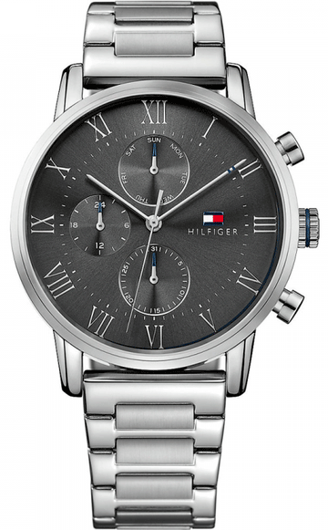  Shop Authentic Tommy Hilfiger Kane Chronograph Grey Dial Silver Steel Strap Watch for Men - 1791397 - Luxxuri