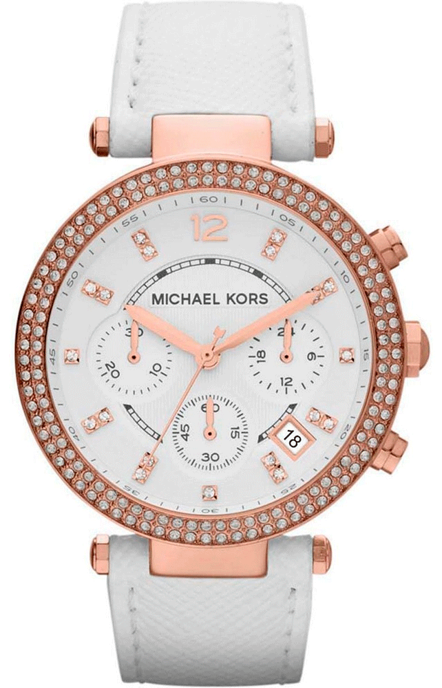  Shop Authentic Michael Kors Parker White Diamonds Dial White Leather Strap Watch for Women - MK2281 - Luxxuri