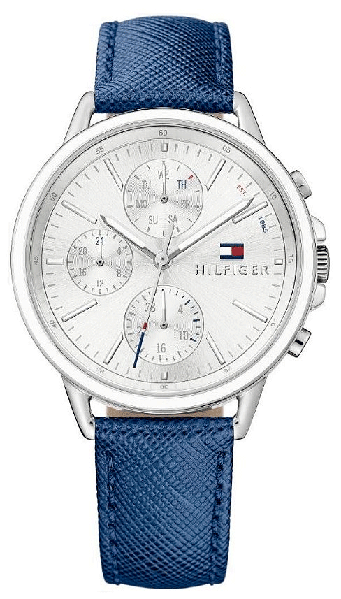  Shop Authentic Tommy Hilfiger Carly Silver Dial Blue Leather Strap Watch for Women - 1781791 - Luxxuri