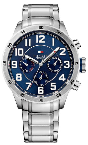 Shop Authentic Tommy Hilfiger Trent Chronograph Blue Dial Silver Steel Strap Watch for Men - 1791053 - Luxxuri