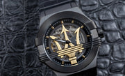  Shop Authentic Maserati Potenza Skeleton Limited Edition Black Dial Black Leather Strap Watch For Men - R8821108027 - Luxxuri