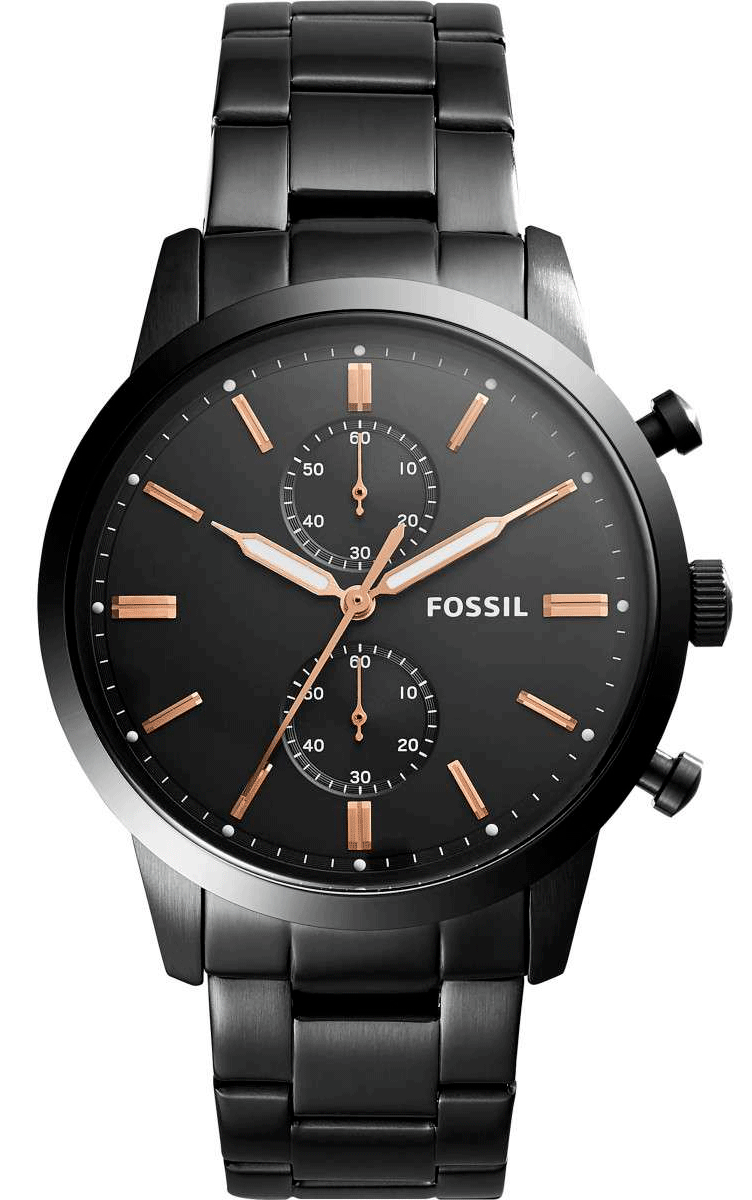  Shop Authentic Fossil Townsman Chronograph Black Dial Black Steel Strap Watch for Men - FS5379 - Luxxuri