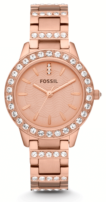  Shop Authentic Fossil Jesse Crystal Rose Gold Dial Rose Gold Steel Strap Watch for Women - ES3020 - Luxxuri