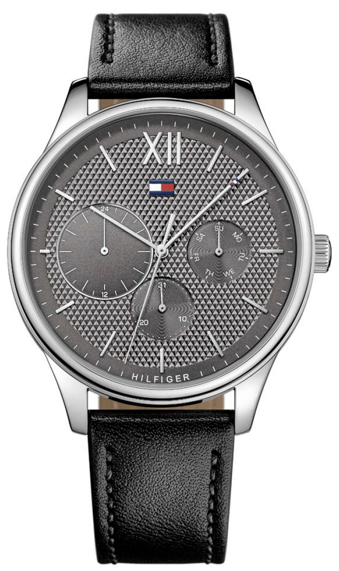 Shop Authentic Tommy Hilfiger Damon Multifunction Black Dial Black Leather Strap Watch for Men - 1791417 - Luxxuri