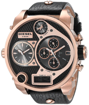  Shop Authentic Diesel Big Daddy Gold & Black Dial Black Leather Strap Watch For Men - DZ7261 - Luxxuri