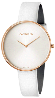  Shop Authentic Calvin Klein Full Moon White Dial White Leather Strap Watch for Women - K8Y236L6 - Luxxuri