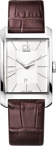  Shop Authentic Calvin Klein Window Silver Dial Brown Leather Strap Watch for Men - K2M21126 - Luxxuri
