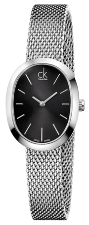  Shop Authentic Calvin Klein Incentive Black Dial Silver Mesh Bracelet Watch for Women - K3P23121 - Luxxuri