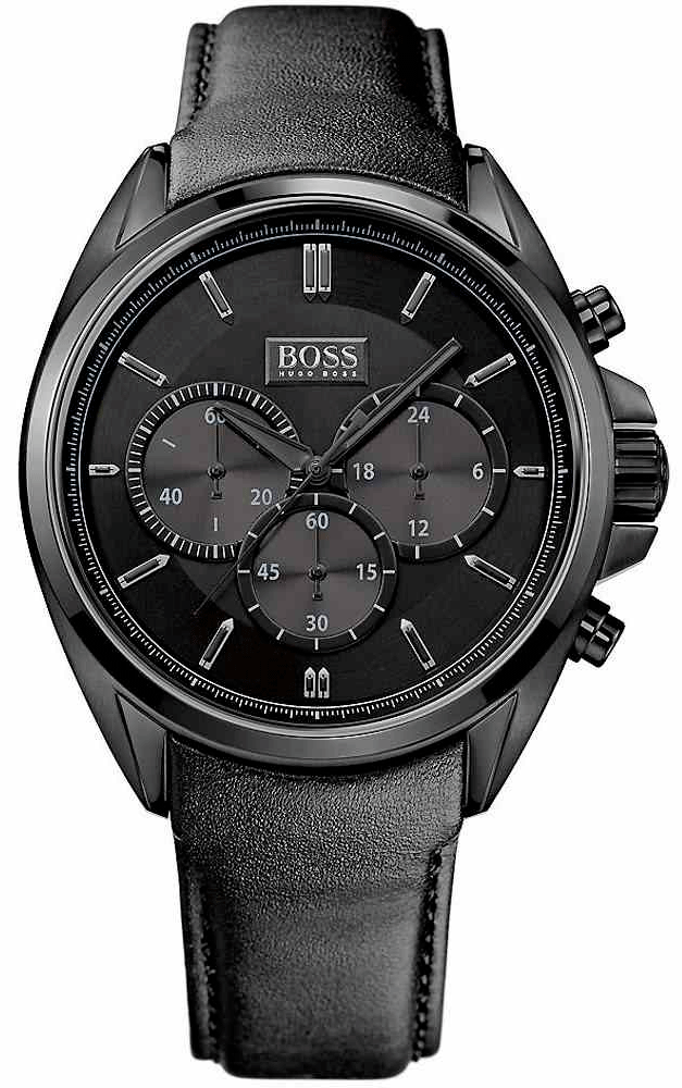  Shop Authentic Hugo Boss Driver Chronograph Black Dial Black Leather Strap Watch For Men - HB1513061 - Luxxuri