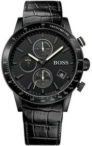  Shop Authentic Hugo Boss Rafale Chronograph Black Dial Black Leather Strap Watch For Men - 1513389 - Luxxuri