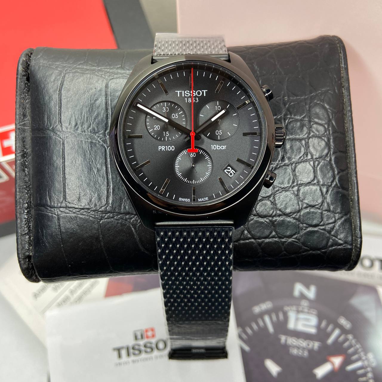  Shop Authentic Tissot T Classic PR 100 Chronograph Black Dial Black Mesh Bracelet Watch For Men - T101.417.33.051.00 - Luxxuri