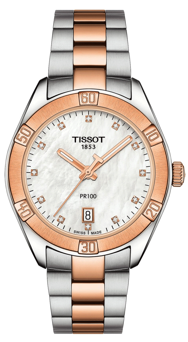  Shop Authentic Tissot PR 100 Sport Chic Diamonds Mother of Pearl Dial Two Tone Steel Strap Watch for Women - T101.910.22.116.00 - Luxxuri