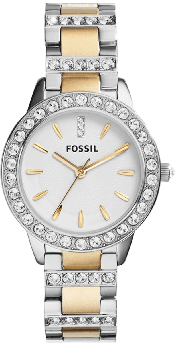  Shop Authentic Fossil Jesse Crystals White Dial Two Tone Steel Strap Watch for Women - ES2409 - Luxxuri